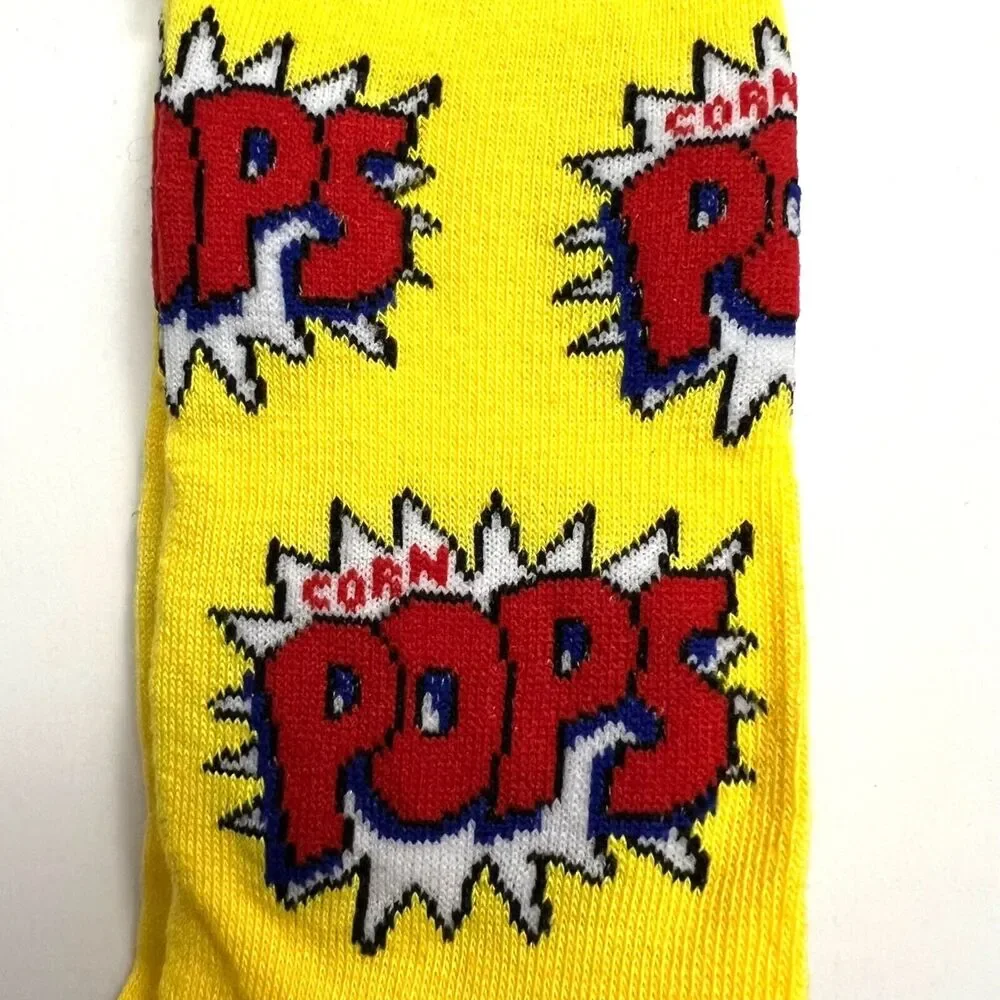 Odd Sox Unisex Kelloggs Corn Pops Breakfast Cereal Novelty Crew Socks Yellow Red